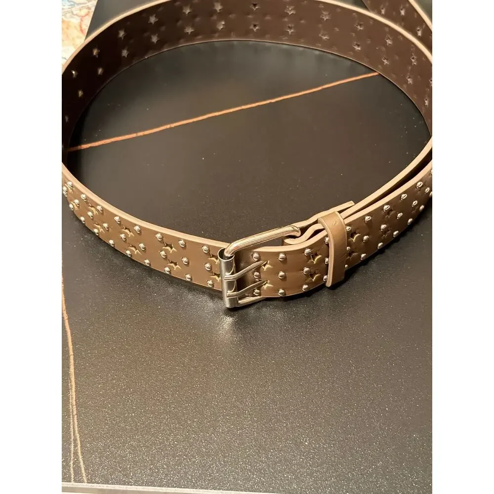 Studded Star Cutout Belt Tan Western Boho Festival Y2K Style